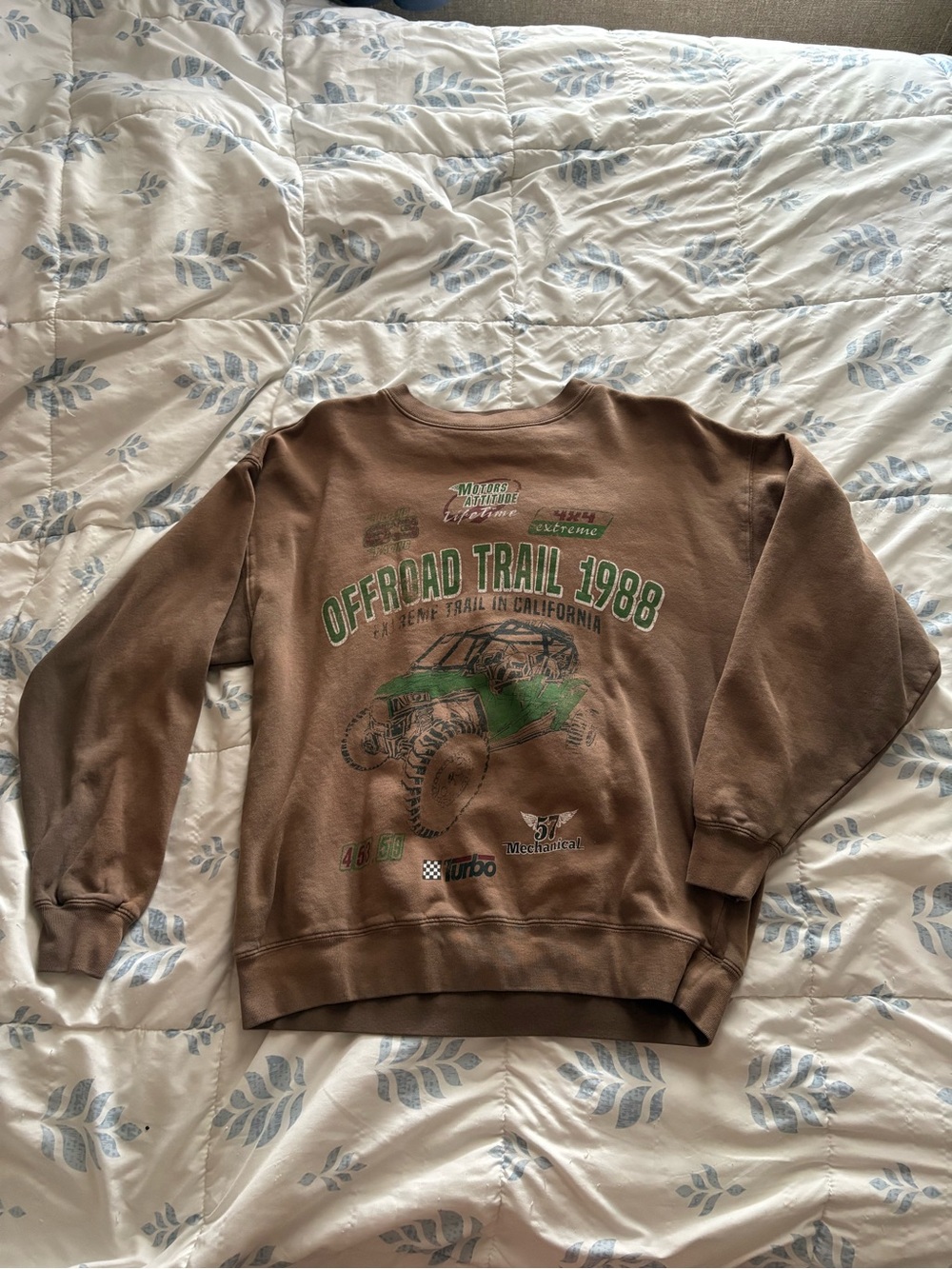 Modish Rebel Offroad Trail 1988 Brown Graphic Crewneck Sweatshirt